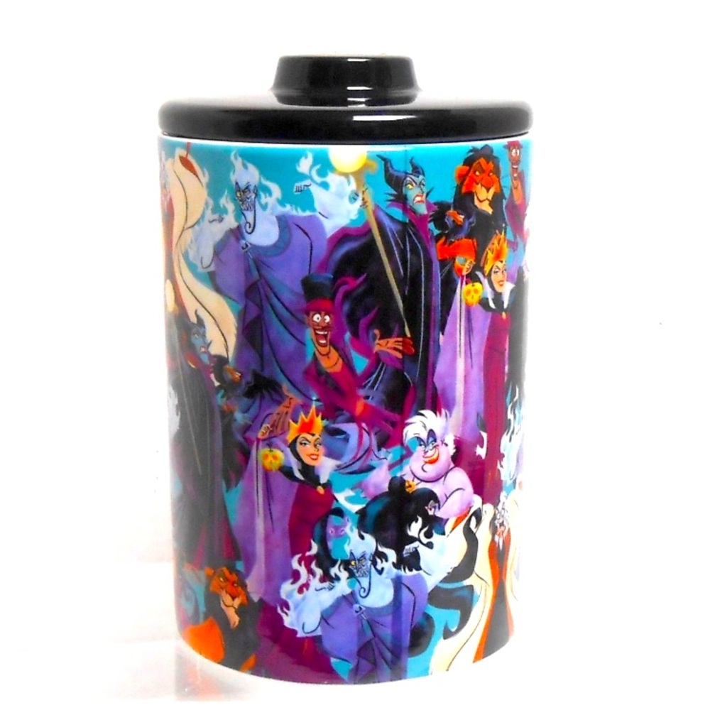 Disney’s Villians Ceramic Canister W/vacuumed Closing Lid New
